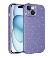 Apple iPhone 15 Plus Kılıf Kamera Korumalı Simli Lüks Işıltılı Silikon (Mor)