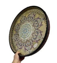 Erbane Bendir - İran Arbani Üst Kalite Saz Center Çiçek Desenli 55cm Kılıflı