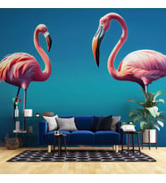 Pembe Flamingo Temalı Duvar Kağıdı