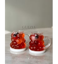 Kulplu Üzüm Bardak  Boncuk Şekilli Bardak  Kahve Ve Sunum Bardağı  400 ML  2 ADET