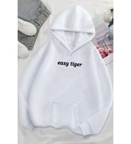 Easy Tiger Baskılı Oversize Sweatshirt (A.Beyaz)