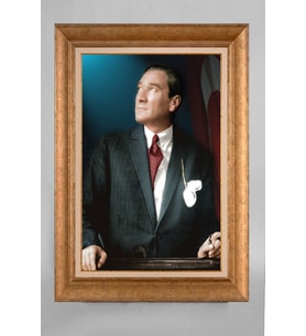 Çerçeveli Paspartulu Atatürk Tablo a86 (Gold)
