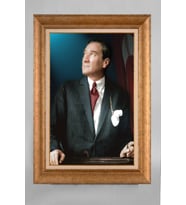 Çerçeveli Paspartulu Atatürk Tablo a86 (Gold)