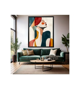 Soyut Çizim Kadın Resmi Ahşap Çerçeveli MDF Tablo Duvar Tablosu Modern Ev Dekoru MDF Salon Tablosu (Siyah)
