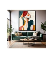 Soyut Çizim Kadın Resmi Ahşap Çerçeveli MDF Tablo Duvar Tablosu Modern Ev Dekoru MDF Salon Tablosu (Siyah)