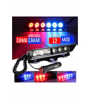 S6 Cam İçi Vantuzlu Polis Çakar 6 Ledli Kırmızı Mavi Çakmaklık Girişli