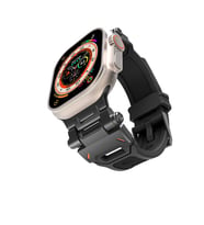 Apple Watch Ultra 49mm Uyumlu Kordon Metal Başlıklı Silikon Zore KRD-108 Kayış (Siyah)