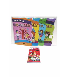 Boyama Seti 4 kitap ve 12 Renk Boyama kalemi
