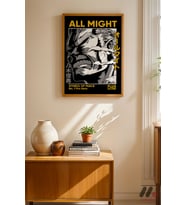 My Hero Academia All Might Poster, Ahşap Çerçeveli Duvar Tablosu - Anime Severlere
