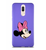Huawei Mate 10 Lite Soft Premier Kapak Minnie Mouse-A Tasarımlı Silikon Kılıf - Mor (Şeffaf)