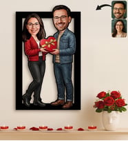 BK Gift Kişiye Özel Sevgili Karikatürlü 3D Ahşap Tablo -3, Fotoğraftan Karikatür, Sevgililer Günü Hediyesi, Ev Hediyesi