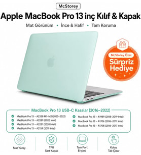 MacBook Pro 13 İnç Kılıf A2338 M1 M2 Uyumlu Mat Frosted Buzlu Yarı Şeffaf Sert Koruyucu Kapak A1706 A1708 A1989 A2159 A2251 A2289 Açık Yeşil