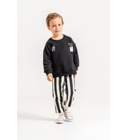 Florida Baskılı Sweatshirt Siyah Çizgili Eşofman Altı Erkek Çocuk Alt Üst Takım Süper Kalite Kumaş