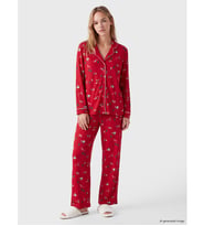LCW DREAM Kırmızı Yılbaşı Temalı Kadın Pijama Takımı