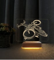 Helikopter Tasarımlı Kişiye Özel İsimli 3D Led Masa Lambası Doğum Günü Hediyesi Lamba
