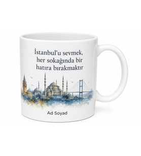 İstanbullu Yazılı Baskılı Kupa Bardak Hediye Özel Tasarım Porselen Kupa