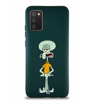 Samsung Galaxy A02S Soft Premier Kapak Squidward Dokunaç Tasarımlı Silikon Kılıf - Yeşil (Şeffaf)