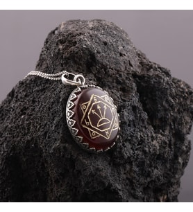 Oğuz Kağan Mührü Yemen Akik Gümüş Kolye