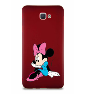 Samsung Galaxy J7 Prime Soft Premier Kapak Minnie Mouse-E Tasarımlı Silikon Kılıf - Mürdüm (Şeffaf)