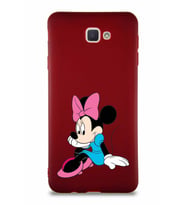 Samsung Galaxy J7 Prime Soft Premier Kapak Minnie Mouse-E Tasarımlı Silikon Kılıf - Mürdüm (Şeffaf)