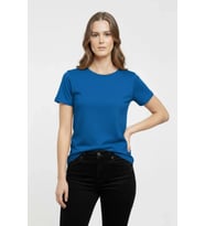 T-Shirt Bisiklet Yaka Slim Fit Likralı Tişört Günlük Basic Body - İndigo