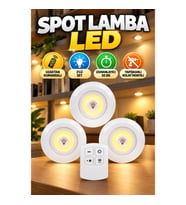 Uzaktan Kumandalı 3’lü Kablosuz LED Spot Lamba Seti – Yapışkanlı, Zamanlayıcılı