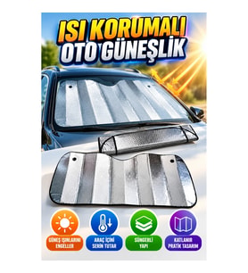 Metalize Ön Cam Güneşliği Süngerli Yapılı Araç Güneş Koruyucu Perde