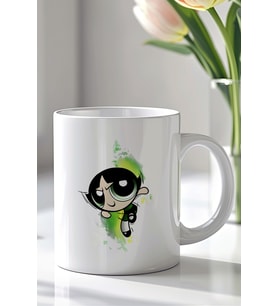 Powerpuff Girls Tasarımlı 330ml Baskılı Beyaz Seramik Kupa Bardak