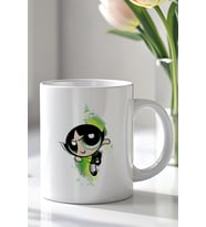 Powerpuff Girls Tasarımlı 330ml Baskılı Beyaz Seramik Kupa Bardak