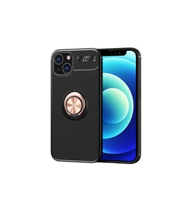 Apple iPhone 13 Mini Uyumlu Kılıf Zore Ravel Silikon Kapak (Siyah-Rose Gold)