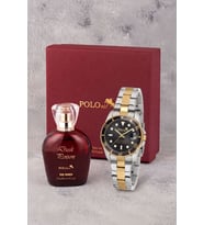 Polo Air Mercek Takvimli Kadın Kol Saati Ve 55 ml Parfüm Bordo Kutsunda Set Gümüş Gold Siyah Renk ST-2188S10