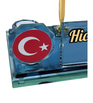 Sentez Masa Üstü İsimlik Türk Bayrağı Kristal Masa İsimliği (Altın / Dore)