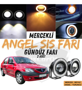 Dacia Logan Uyumlu Üniversal Mercekli Angel Sis Farı Metal 76 mm Turuncu Halkalı Gündüz Farı 2 Adet