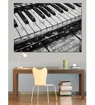 Piyano Tuşları Ve Müzik Notaları Dekoratif Kanvas - Mdf Ahşap Tablo