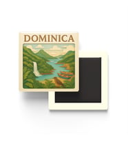 Dominika - Dominica - Paper Cut Art - Baskılı Buzdolap Magneti Kare - 9x9 cm
