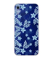 Huawei Honor 8a  Kamera korumalı Kapak Floral Mavi Tasarımlı  Şeffaf Kılıf