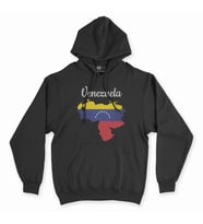 Venezuela Haritalı ve Bayraklı Siyah Kapşonlu Sweatshirt Hoddie