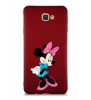 Samsung Galaxy J7 Prime Soft Premier Kapak Minnie Mouse-F Tasarımlı Silikon Kılıf - Mürdüm (Şeffaf)