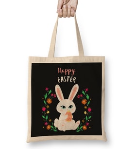 Happy Easter Egg Bez Çanta Uzun Saplı