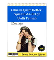 Dua Lipa Temalı Eskiz ve Çizim Defter Spiralli 100 Sayfa A4 80 gr