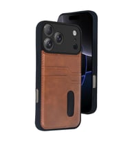 Apple İphone 17 Pro Sara Kartvizitli Deri Kılıf - Taba