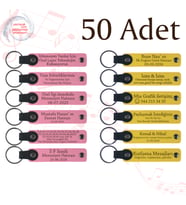 Pembe & Sarı, 50’li Set, İsim Yazılabilen Deri Anahtarlık, Aile Buluşmalarına Özel Hediye