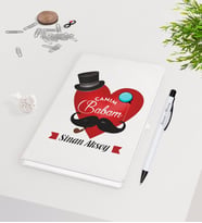 BK Gift Kişiye Özel Canım Babam Tasarımlı 9x14cm Beyaz Defter ve Kalem Hediye Seti - Model 4