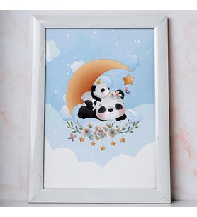 Ezgoola Kız & Erkek Koleksiyonu / Uykucu Panda Tablo / Bebek Odası Tablo / Pastel Tonlar Tablo / Yeni Doğan Koleksiyonu / Sevimli Hayvanlar Tablo / Poster (Beyaz)