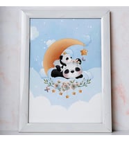 Ezgoola Kız & Erkek Koleksiyonu / Uykucu Panda Tablo / Bebek Odası Tablo / Pastel Tonlar Tablo / Yeni Doğan Koleksiyonu / Sevimli Hayvanlar Tablo / Poster (Beyaz)