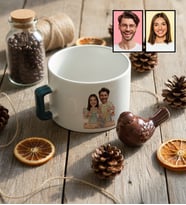 Kişiye Özel Karikatür Yemek Yapan Romantik Çift Lüks Fincan Sevgililer Günü Hediyesi