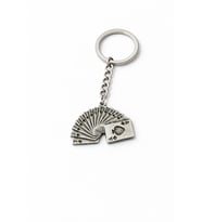 İskambil Kâğıdı Poker Temalı Yelpaze Figürlü Gümüş Renk Unisex Metal Anahtarlık