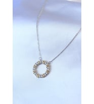 316L Çelik Gümüş Renk Zirkon Taşlı Gold Detay Xoxo Kadın Kolye 5886 - OVRLAU6736-3051