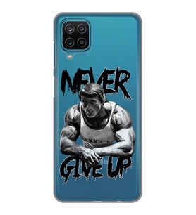 Samsung Galaxy A22/M22/M32 Uyumlu Arnold Fitness Never Give Up Desenli Şeffaf Telefon Kılıfı