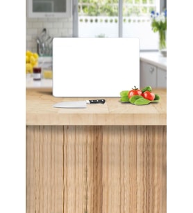 Düz Beyaz Desenli Cam Kesme Tahtası - Cam Kesme Tablası  20cm X 30cm